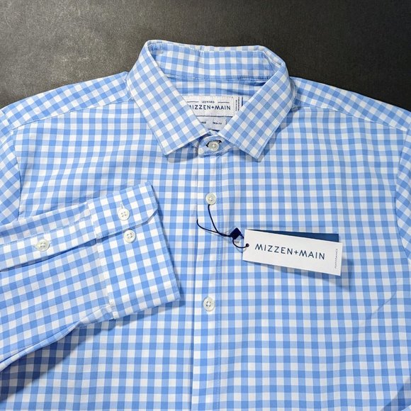$125 Mizzen + Main Men`s Hampton Plaid Performance Shirt Size 2XL Trim Fit - Picture 1 of 6